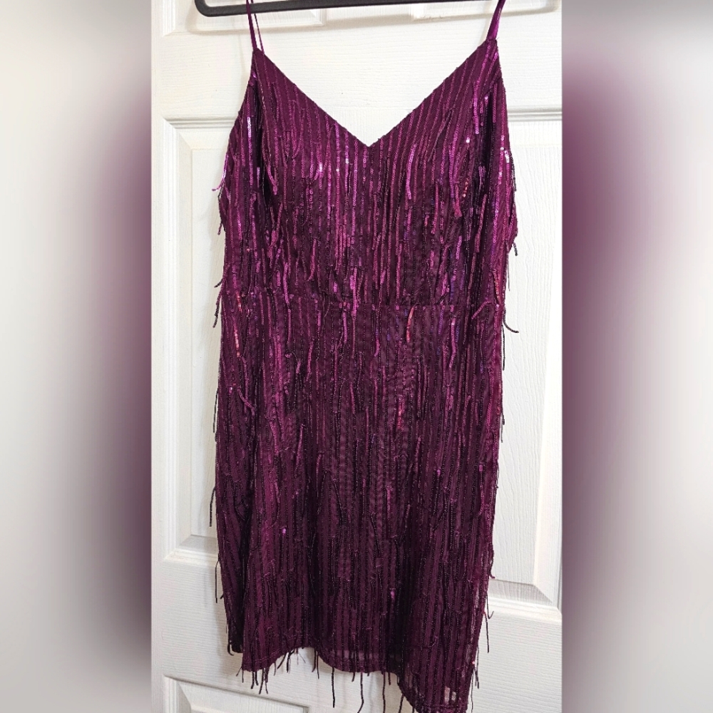 Womens Maroon Sequin Dress XL